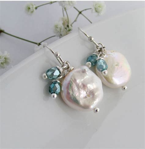 Silver Aquamarine Pearl Earrings By Misskukie Notonthehighstreet Com