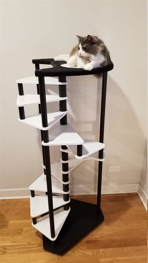 Cat Tree 9 Step Spiral Cat Ladder Cat Stairs With Cat Perch Etsy