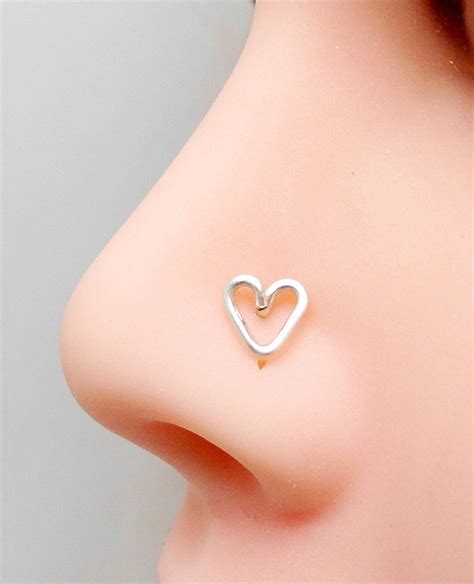 Heart Nose Ring Stud Silver Gold And Rose Gold Nose Ring