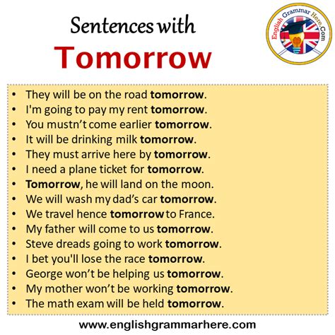 Sentences With Tomorrow Tomorrow In A Sentence In English Sentences