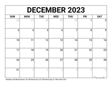 December 2023 And 2024 Calendar Free Printable With Holidays