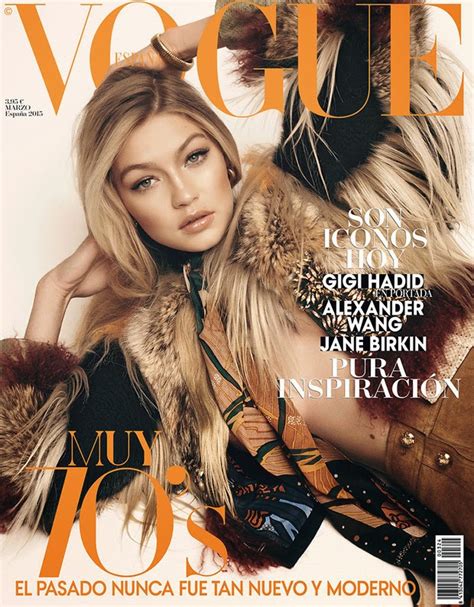 Gigi Hadid Covers Vogue Spain March 2015 In A Gucci Fur Look