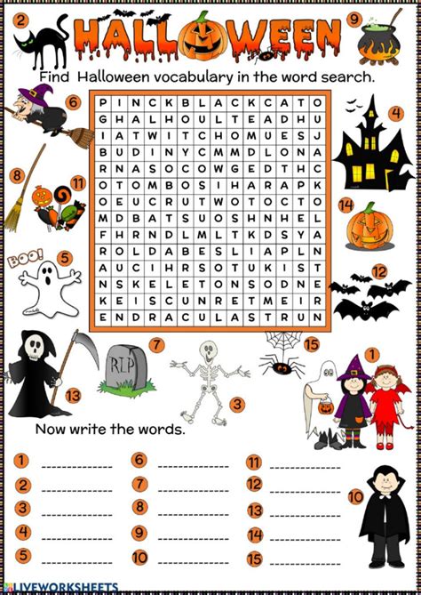 Halloween Vocabulary Worksheets Free
