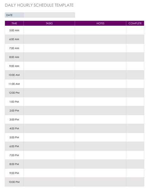 Free Printable Daily Hourly Schedule Printable Templates