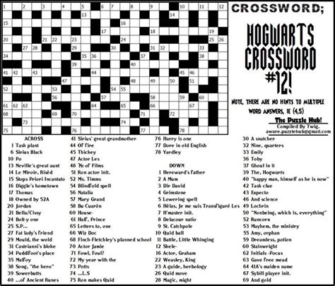 Potter puzzle my first crossword is about harry potter, with some fillers. Image result for harry potter crossword | Harry potter ...