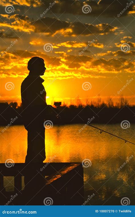 Fisherman At Sunset Stock Photo Image Of Sport Recreation 10007270