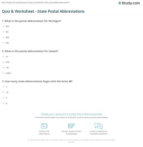 Offset time zone abbreviation & name example city current time; Quiz & Worksheet - State Postal Abbreviations | Study.com