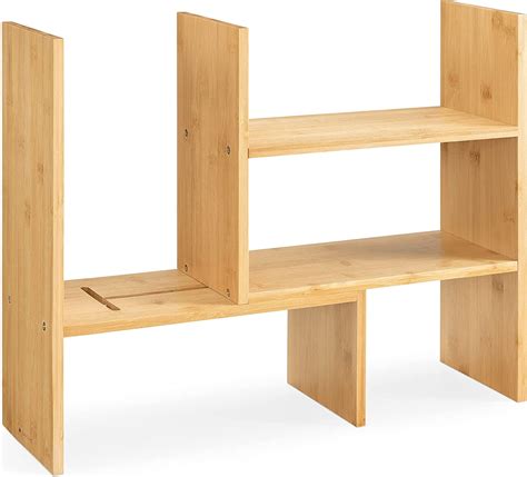 Navaris Desk Organiser Shelf Unit Bamboo Desktop Shelves For Table Or