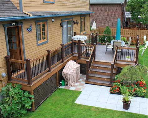 After the sanding and railing prep is complete, the. Two Tone Decking | Houzz