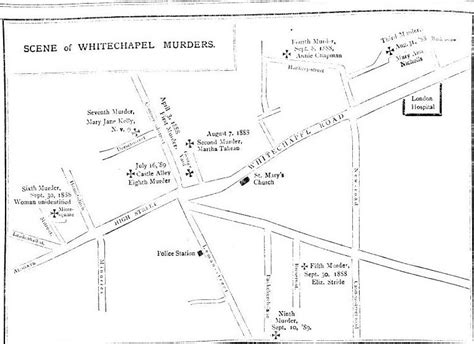 Pall Mall Gazette Victim Map September 10 1889 Jack The Ripper