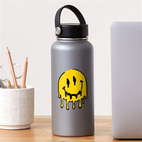 Dripping Smiley Face Sticker By Ten17 Redbubble
