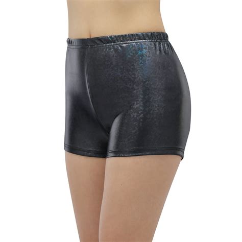 Hde Hde Dance Shorts For Women Metallic Spandex Shiny Holographic