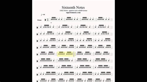 Sixteenth Notes Eighth Note Subdivision Snare Drum Youtube
