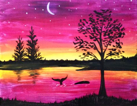 Whale on the Loose | Paint Nite Event Demikian saja postingan tentang sunset poster paint drawing yang bisa kamu simak pada postingan kali ini.