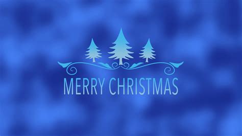 Animated Closeup Merry Christmas Text Blue Christmas Trees On Snow