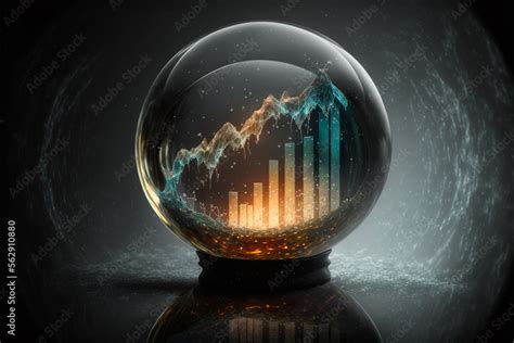 Stock Market Chart In A Crystal Ball Illustration Mystery Dark