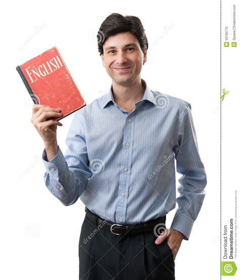 Businessman Holding An English Book Stock Photo Image Of Book