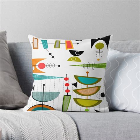 Mid Century Modern Abstract 55 Throw Pillow For Sale By Gailg1957