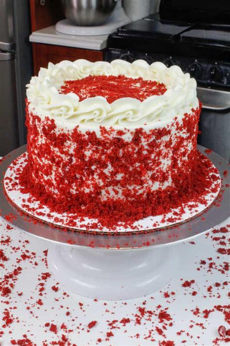 A red velvet cake is instantly recognizable with its bright red color offset by a white cream cheese frosting. Red Velvet Layer Cake with Cream Cheese Frosting