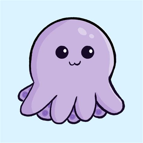 kawaii illustration of a cute purple octopus Baby Octopus, Cute Octopus