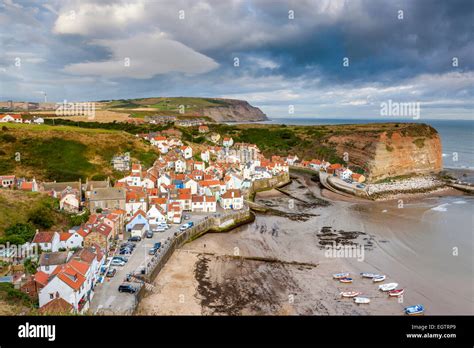 A View Over The Traditional Fishing Village Of Staithes North
