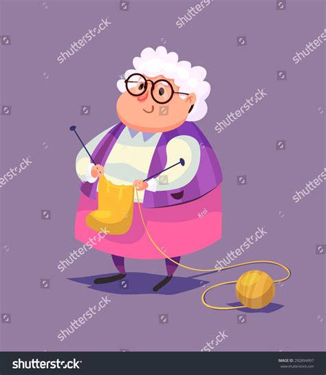 Funny Illustration Old Woman Cartoon Character Stock