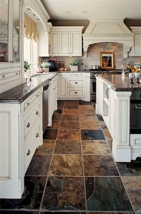 A kitchen is an unforgettable place. Cool 65 Gorgeous Kitchen Floor Tiles Design Ideas https://lovelyving.com/2017/09/23/65-gorgeous ...
