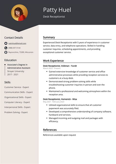 Desk Receptionist Resume Example (Free Guide)
