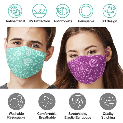 ️ 10 Pack Paisley Unisex Face Mask Washable Reusable Breathable 10 Color Option 🔥 купить