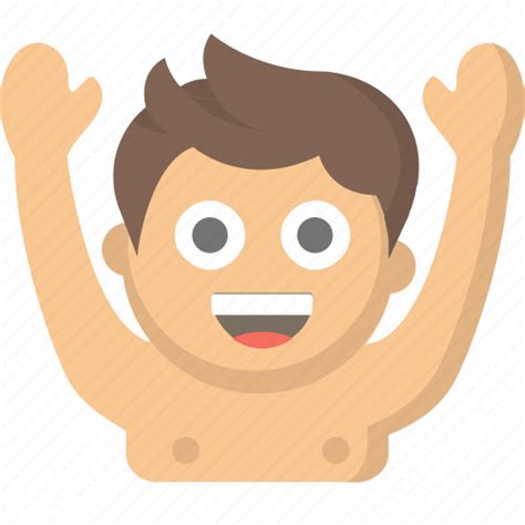 Birthday Suit Cheer Hands Man Naked Streaking Up Icon