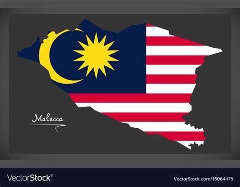 It's high quality and easy to use. Malacca malaysia map with malaysian national flag Vector Image