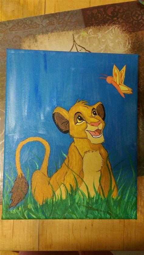 5x7 Lion King Acrylic Canvas Painting Of Simba