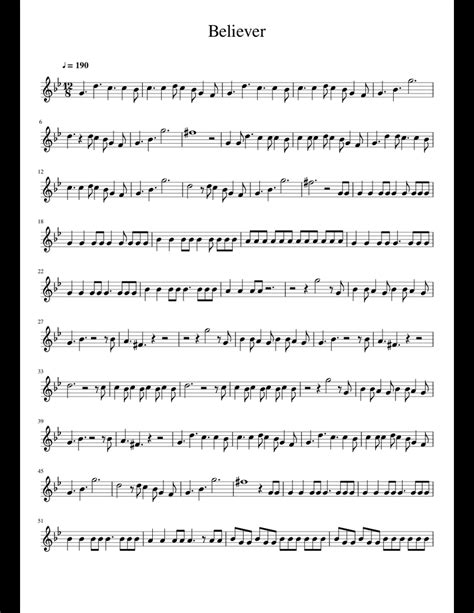 Believer Sheet Music For Alto Saxophone Download Free In Pdf Or Midi