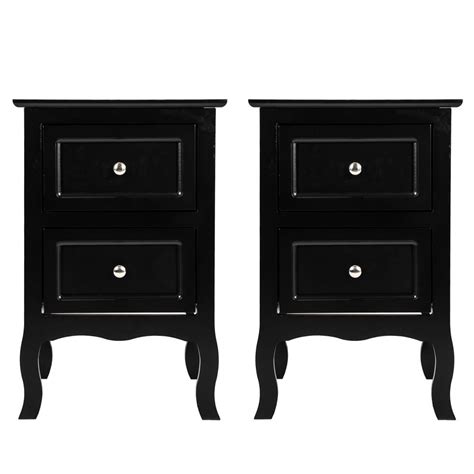 Zimtown Set Of 2 Night Table With 2 Drawernightstand Accent Rustic