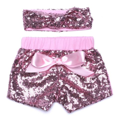 Girls Gold Sequin Shorts With Matching Bow Baby Shorts Toddler Birthday