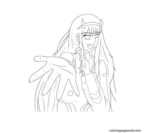 Zero Two Anime Coloring Page Free Printable Coloring Pages