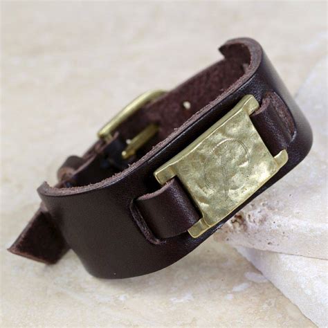 Personalised Mens Brown Leather Cuff Bracelet By Lisa Angel