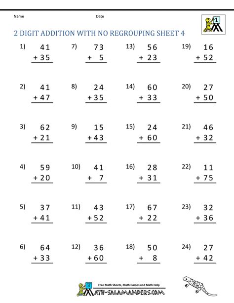 2 digit with regrouping name. 2 Digit Addition Without Regrouping