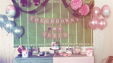 Touchdowns or tutus | Gender reveal party decorations, Gender reveal party theme, Gender reveal ...