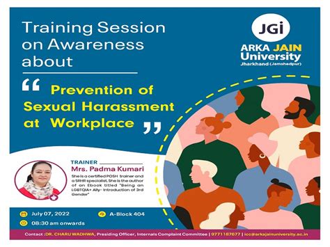 Prevention Of Sexual Harassment At Workplace Arka Jain University