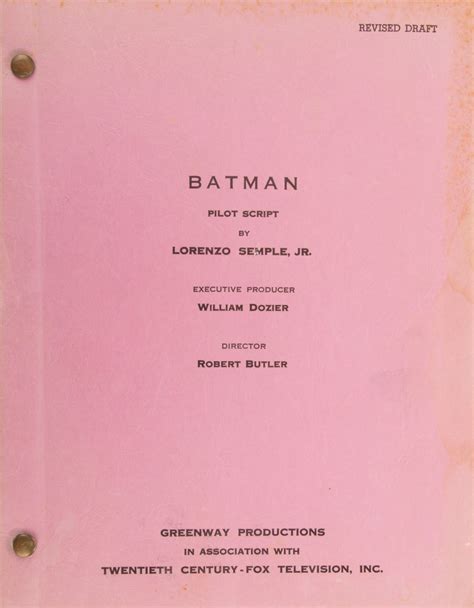 Batman Television Series Pilot Episode Shooting Script
