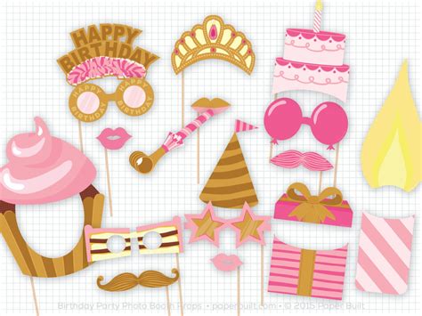 Birthday Party Photo Booth Props Photobooth Props Girly Etsy