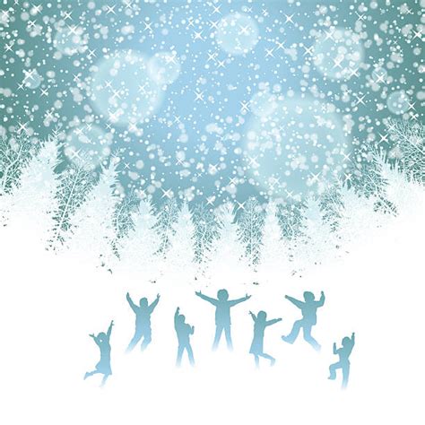 Kids Playing In Snow Silhouettes Illustrations Royalty Free Vector