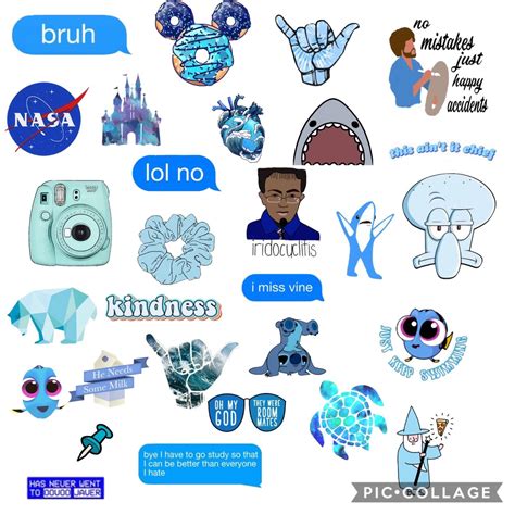 Blue Aesthetic Sticker Collage Aesthetic Stickers Tumblr Stickers