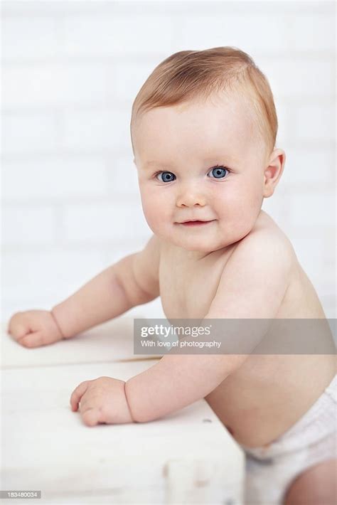 Cute Newborn Nude Baby Babe Standing In Studio Photo Getty Images