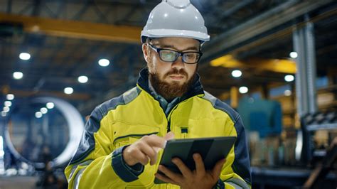 This could be welding, metal working, carpentry, roofing, and other various blue collar trades. Industrial Engineer In Hard Hat Wearing Safety Jacket Uses ...