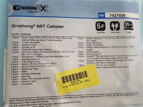 New Bard Groshong Nxt Catheter 5f X 7927508 Disposables General For