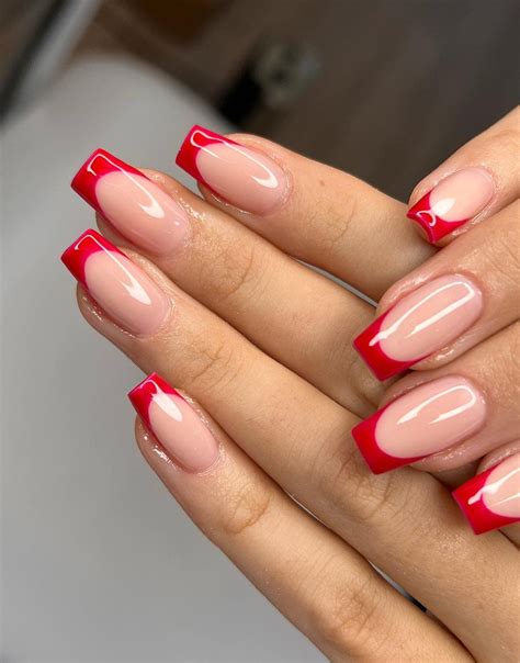 50 red french tip nails you need to try this month 19 in 2023 gel nails stylish nails long