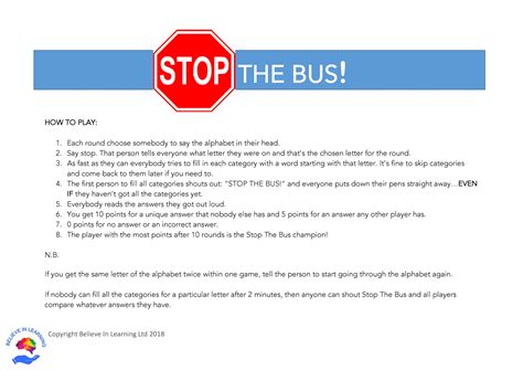 Stop The Bus Story Elements Game Teaching Resources