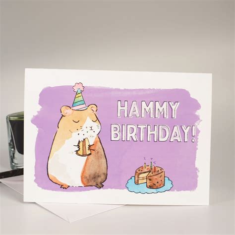 Hammy Birthday Illustrated Hamster Greeting Card Etsy
